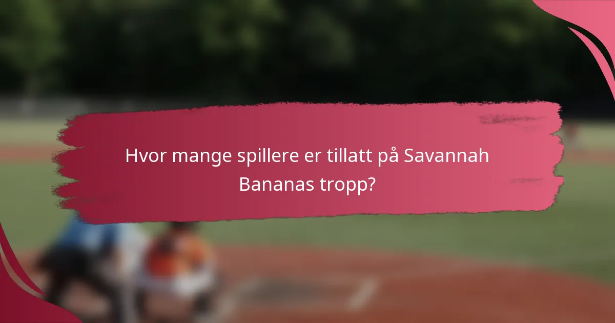 Hvor mange spillere er tillatt på Savannah Bananas tropp?