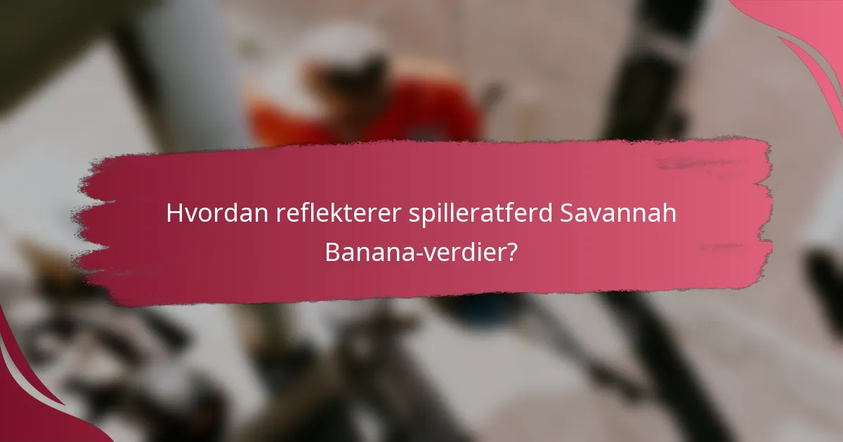 Hvordan reflekterer spilleratferd Savannah Banana-verdier?