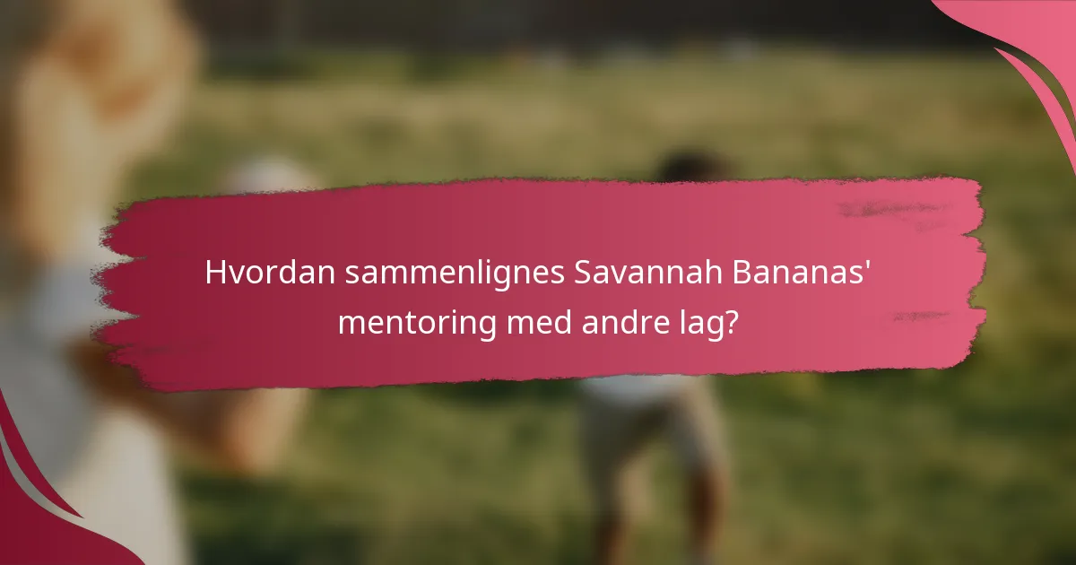 Hvordan sammenlignes Savannah Bananas' mentoring med andre lag?
